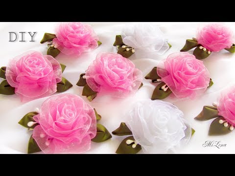 ПРОСТЫЕ РОЗОЧКИ ИЗ ОРГАНЗЫ, МК / DIY Beautiful Organza Roses (simple way)
