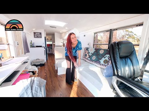 Families DIY School Bus Conversion Tiny House - Sold Their Home For Life On The Road