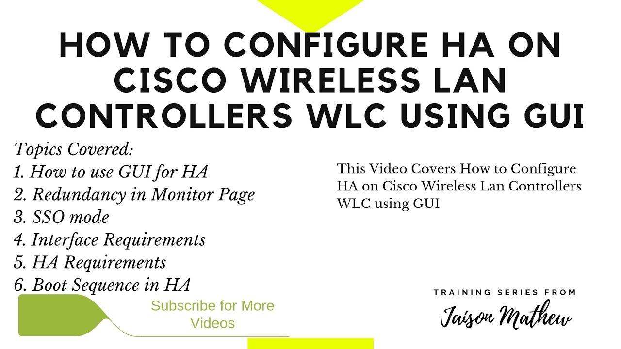 How to Configure HA on Cisco WLC using GUI