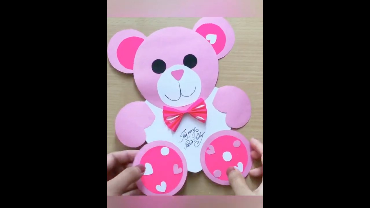 Watch video Easy Teddy Bear with Paper Craft/ CUTE GIFT IDEA/ Teddy bear birthday card for sister #shorts Now Easy Teddy Bear with Paper Craft/ CUTE GIFT IDEA/ Teddy bear birthday card for sister #shorts