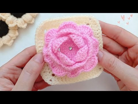 Вяжем простой красивый мотив "бабушкин квадрат Роза"🩷 Crochet "grandma square "Rose"🌹 Crochet with 💞