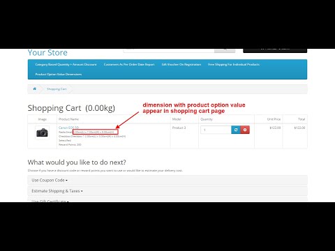 Product Option Value Dimensions- OpencartTools