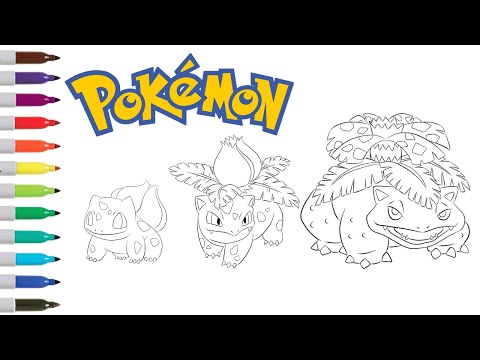 Pokémon Bulbasaur Evolutions | Bulbasaur Ivysaur Venusaur Coloring Book Page