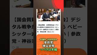 つづきは本編🍊デジタル戦争から国民を守る★ベビーシッター減税はいらない🍊参政党【神谷宗幣】🍊参議院決算委員会20260511🍊詳しくは公式ホームページ→（概要欄にリンク） #参政党 #神谷宗幣