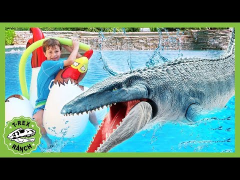 Dinosaur Water Toy Party! T-Rex Ranch Dinosaur Videos