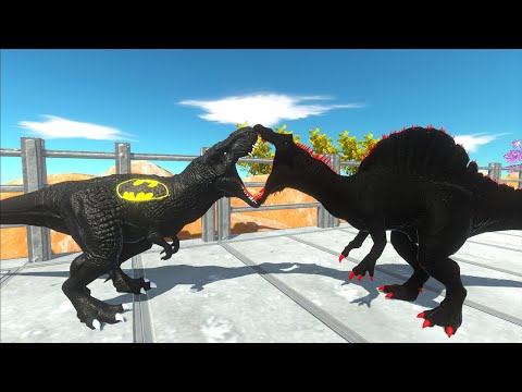 BATMAN T-REX VS DARK SPINOSAURUS GARDEN DEATH RUN - Animal Revolt Battle Simulator