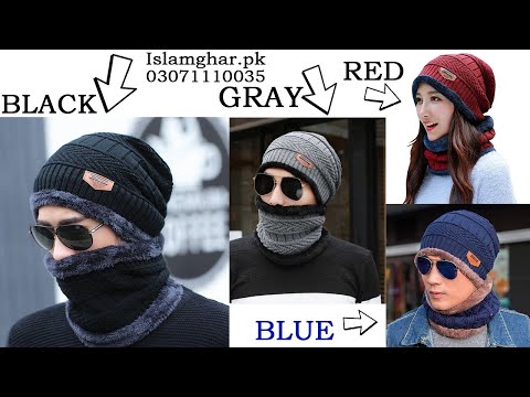 Polyester woolen cap and neck warmer scarf se