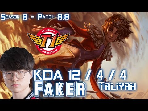 SKT T1 Faker TALIYAH vs GALIO Mid - Patch 8.8 KR Ranked