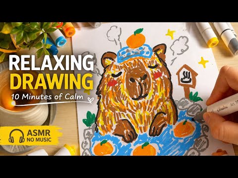 Relaxing Drawing a Cute Capybara in a Hot Spring