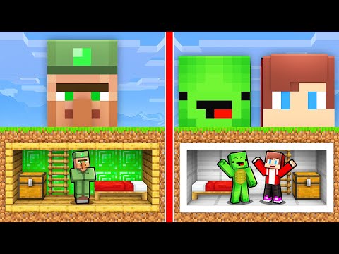 Military Villager vs Mikey & JJ Underground Bunker Base Battle in Minecraft (Maizen)
