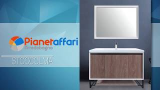 Mobile da bagno a terra da 100 - 120cm Completo di specchio Led touch serie Stoccolma