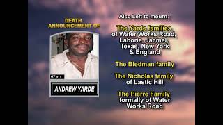 Andrew Yarde  ~ Long Obituary