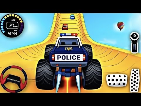 Crazy Police Monster Truck Mega Ramp Challenge 💥 | Extreme Stunt Racing 2026