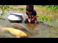 Amazing Hand Fishing /Traditional Boy Big Fishing by Hand in the pond/ছোট ছেলের হাত দিয়