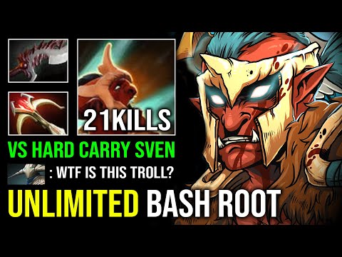 WTF Unlimited Root Bash 100% Can't Kill Max Speed Battle Trance Troll Warlord Vs Carry Sven Dota 2