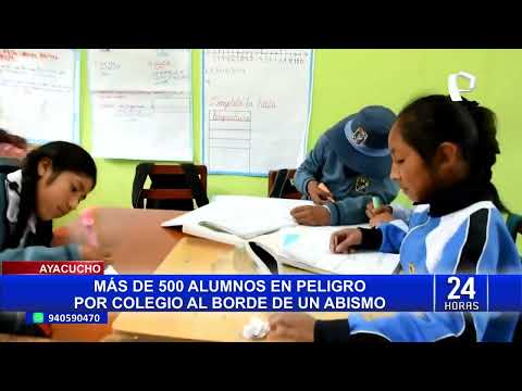 Ayacucho: parte de un colegio secundario cayó al abismo tras crecida de río Huancapi