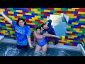 LAST to LEAVE the GIANT COLORED LEGO HOT TUB FORT WINS!!!