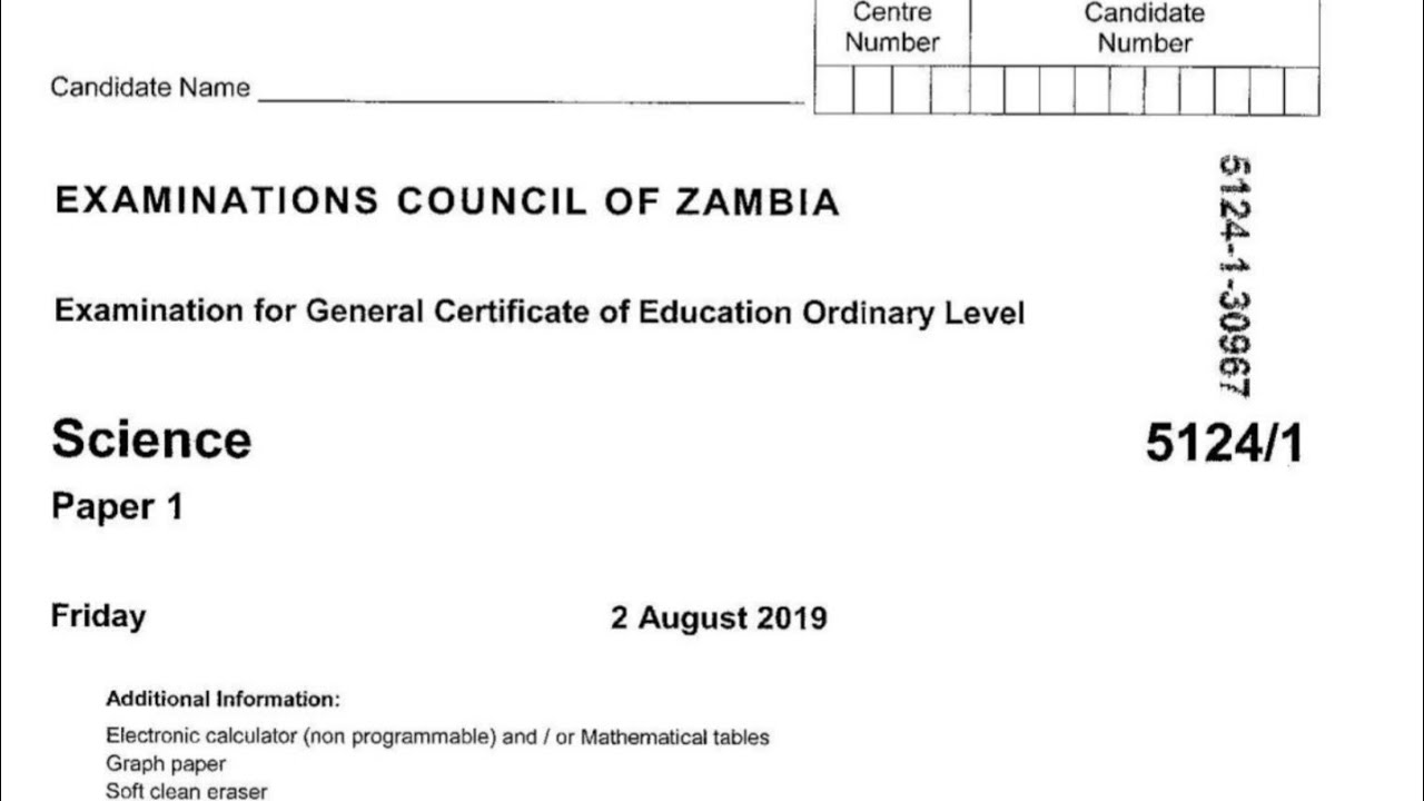 Science Paper one 2018 GCE
