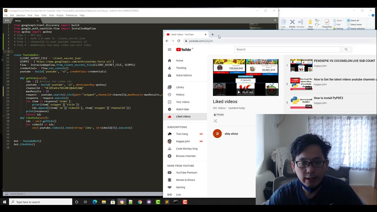 How to auto likes youtube video using python