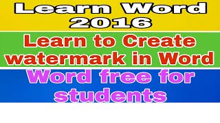 Microsoft Word free for students| Word Office Online| Math type Word|How to create watermark in Word