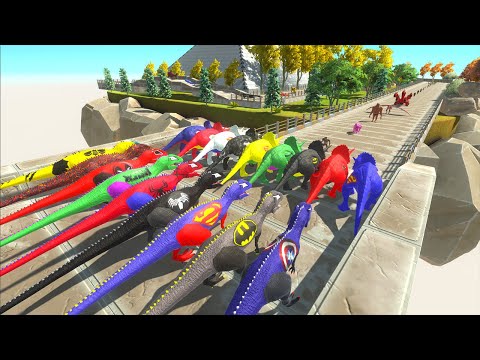 Carcharodontosaurus vs Triceratops Superheroes Speed Race Championship Hunting Found Jurassic world