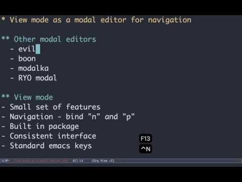 Emacs view mode as a modal editor for navigation