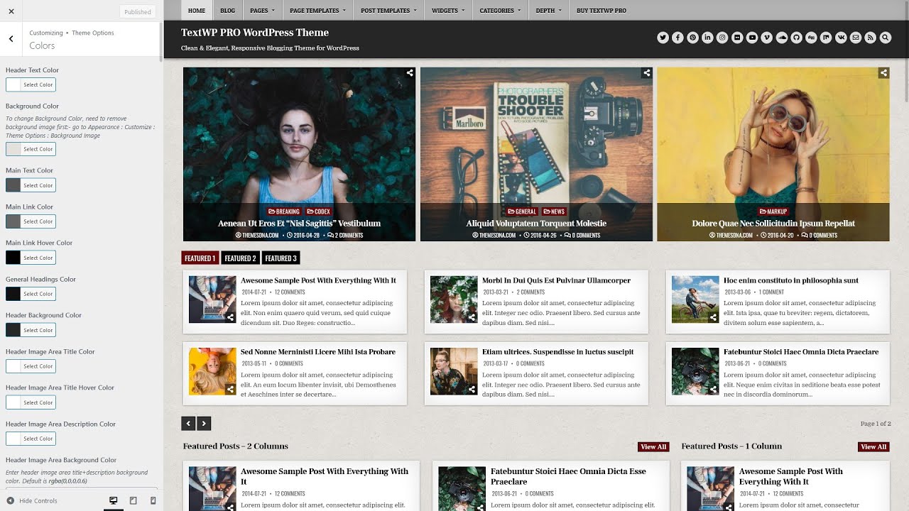 Color Options - TextWP PRO WordPress Theme