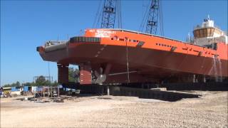 preview picture of video 'Launch of AET Responsibility - Leevac Shipyards LLC'