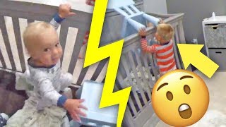 CAUGHT ON CAMERA! - Toddler helps baby escape from crib!