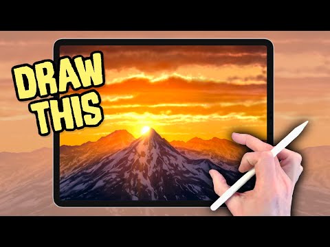 IPAD PAINTING MADE EASY - Mountain Sunset landscape Procreate tutorial