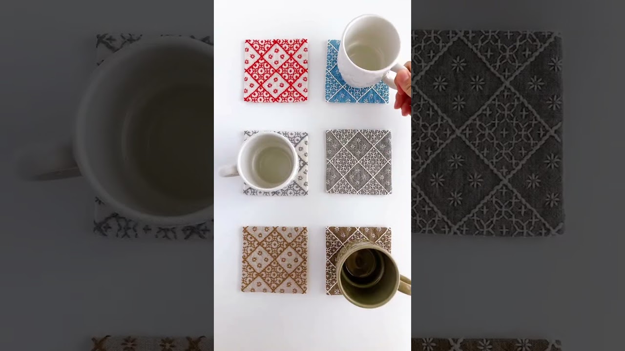 色違いの刺し子コースター