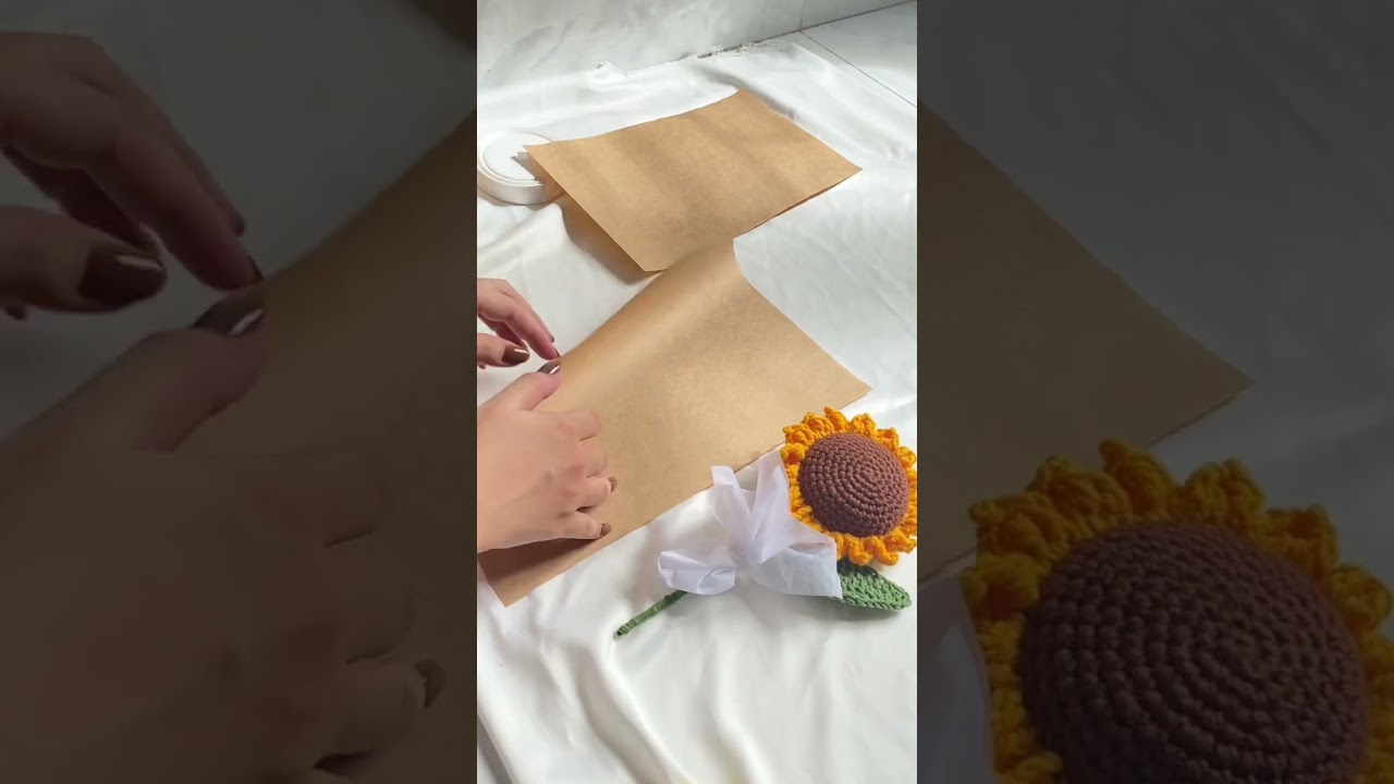 How to wrap a single sunflower #crochet
