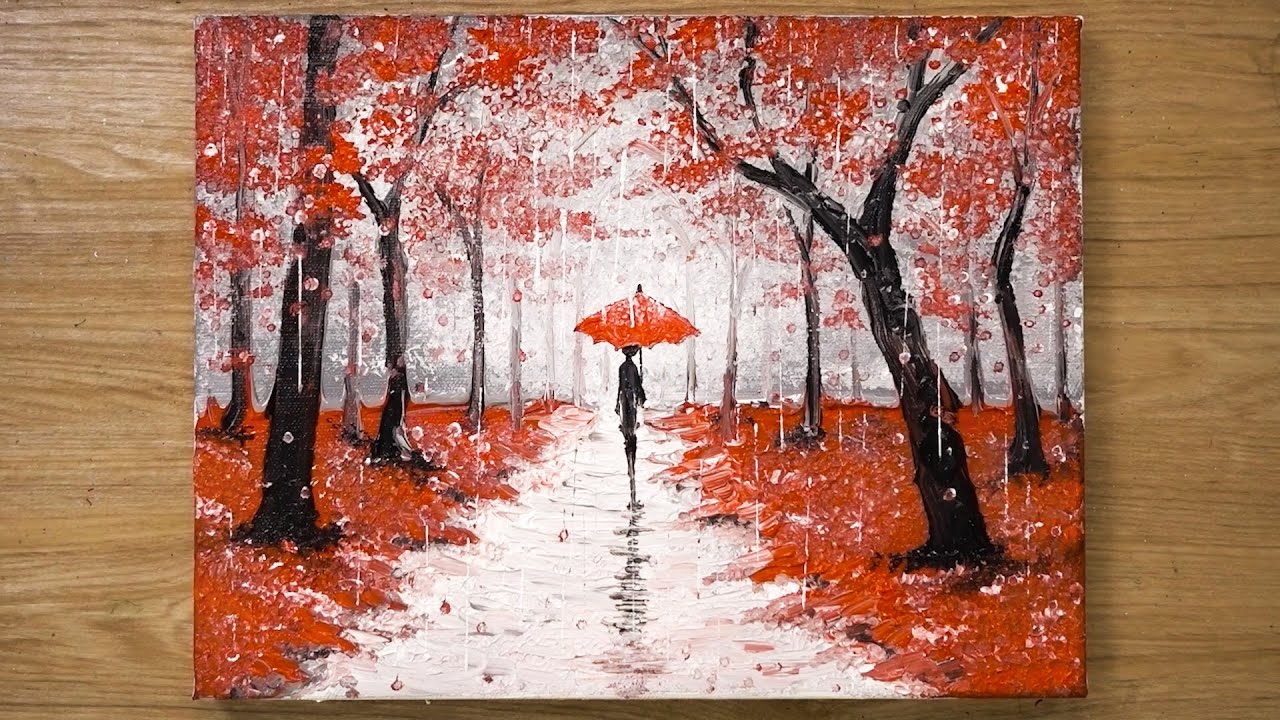 walking in the rain acrylic painting tutorial by jay lee painting