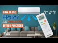 Haier AC Remote Buttons Functions Heat Pump Model No 0010401715BP Celsius To Fahrenheit