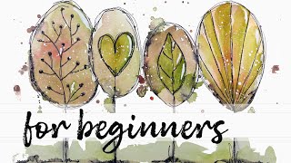 🍂🌳 Easy TREES Watercolor AUTUMN Doodle for Beginners - just start painting !