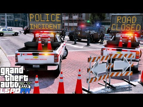 GTA 5 Mod DOT Emergency Message Board Truck Responding To Bank Robbery With Hostages & Shots Fired