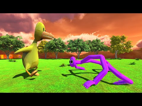 Rainbow Friends Yellow vs Rainbow Friends Purple - Animal Revolt Battle Simulator