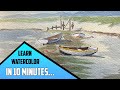 Simple Sailing Boat WATERCOLOR TUTORIAL