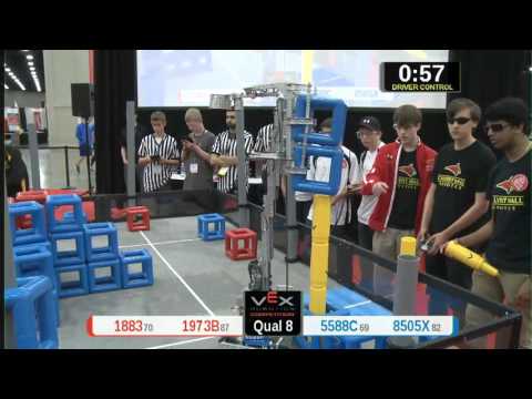 2015 VRC Tech Q8 - 1883 1973B vs 5588C 8505X - 56 to 43 - VEX Worlds 2015 - Technology Division