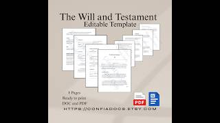 📄 Instant Download – Editable Last Will and Testament Template (Professional & Easy to Use)