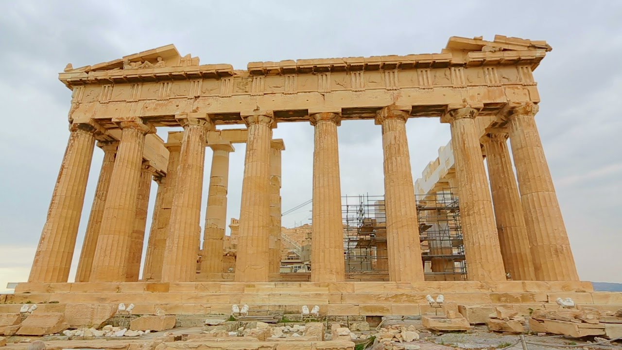 Ancient temple Parthenon on Acropolis in Athens, Greek landmark, tourism trip. Stock Footage