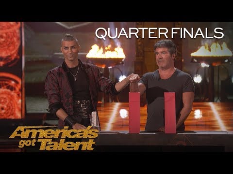 Aaron Crow Danger Act Plays Terrifying Game Of Chance With Knife   America's Got Talent 2018