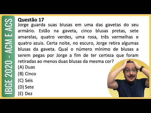IBGE 2020 || Raciocínio Lógico || Jorge guarda suas blusas em uma das gavetas do seu armário.