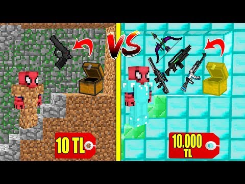 10 TL FAKİR GİZLİ SİLAH DEPOSU VS 10.000 ZENGİN GİZLİ SİLAH DEPOSU - Minecraft