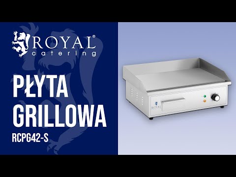 Video - Płyta grillowa - 530 x 350 mm - Royal Catering - gładka - 3,000 W