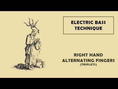 Electric Bass Right Hand Technique - Alternating fingers - Triplets open string exercise