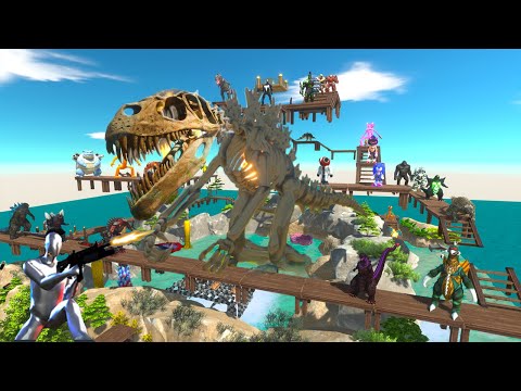 Around GODZILLA SKELETON DEADLY Parkour ZIGZAG STAIRS - ARBS