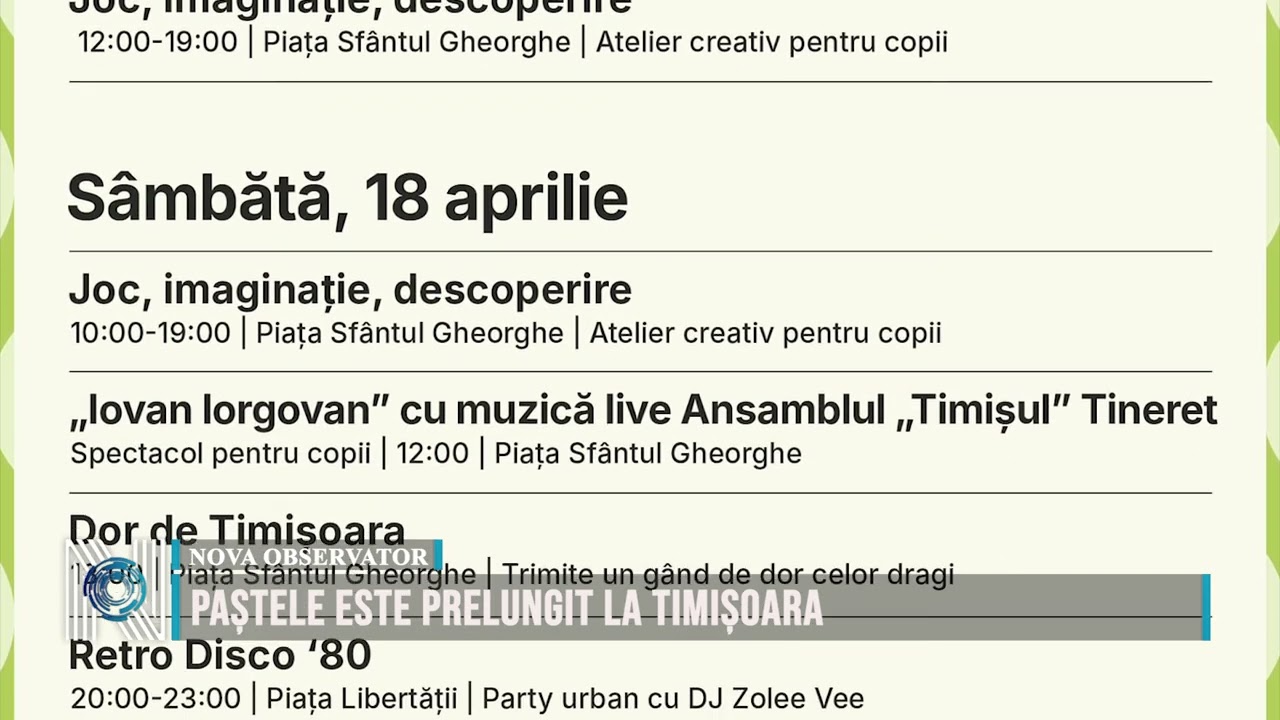 Paștele este prelungit la Timișoara