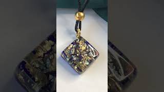 Real Murano Glass blue golden square necklace pendant