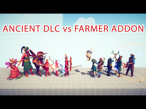 ANCIENT DLC TEAM vs FARMER ADDON TEAM - Totally Accurate Battle Simulator TABS